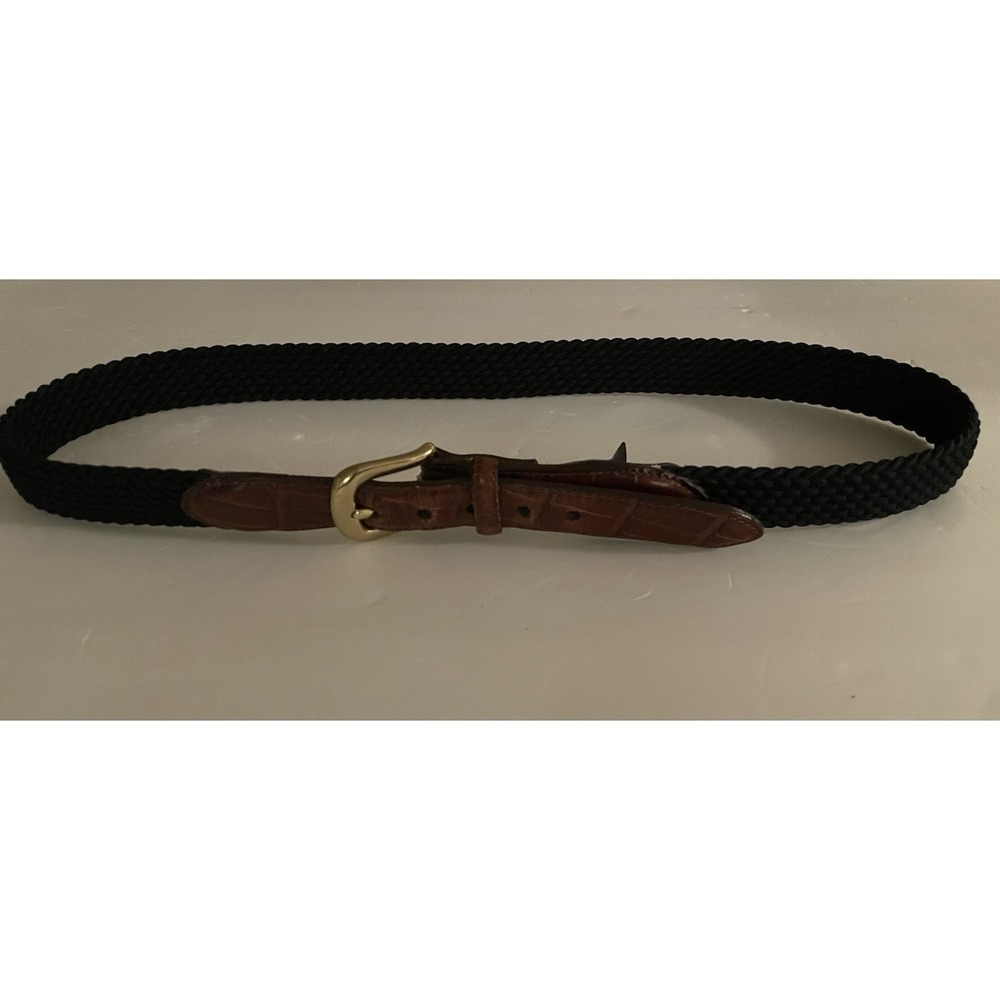 Brighton Croco Tab Taper Elastic Cord & Leather Black Belt Mens 38" Model 33503
